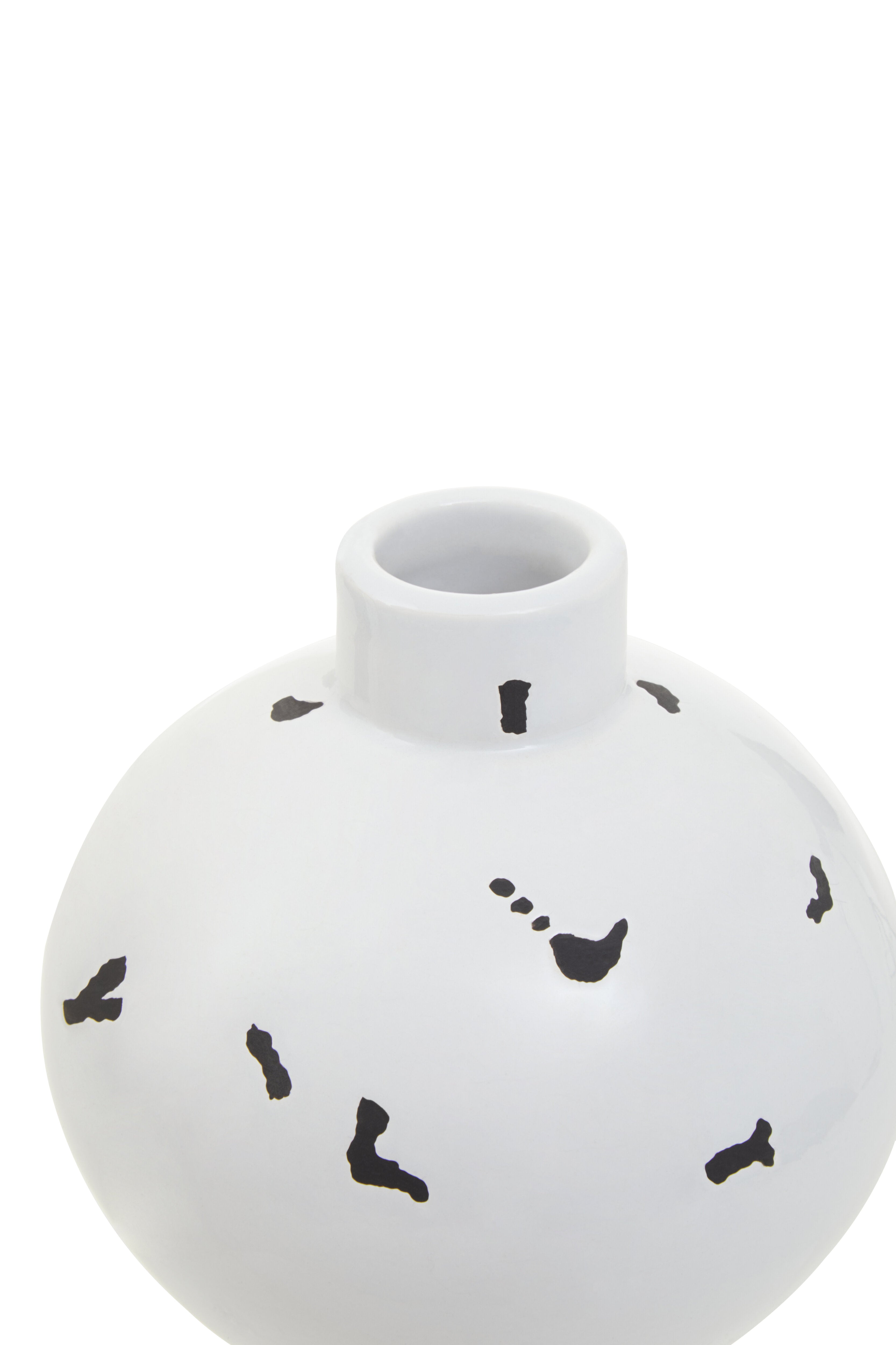 Alston Geometric White & Black Ceramic Vase | Small